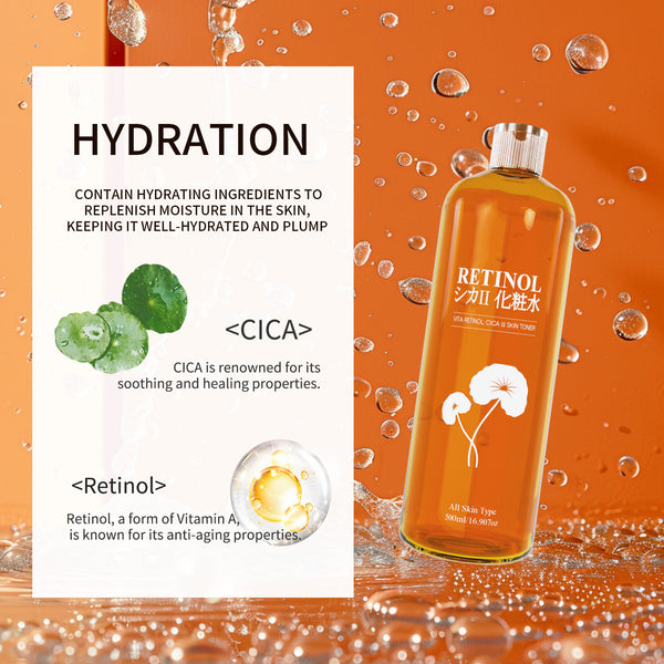 CICA + Retinol Care Set｜CICA Retinol Toner 500ml + 3 Popular Types of Face Masks (Total 105 Sheets)【LIMIT-CD500+ABD100】