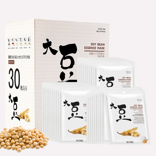 Mitomo Soybean Facial Essence Mask | 30 Sheets | Brightening & Firming Care[JPSS00612-D-2x003]