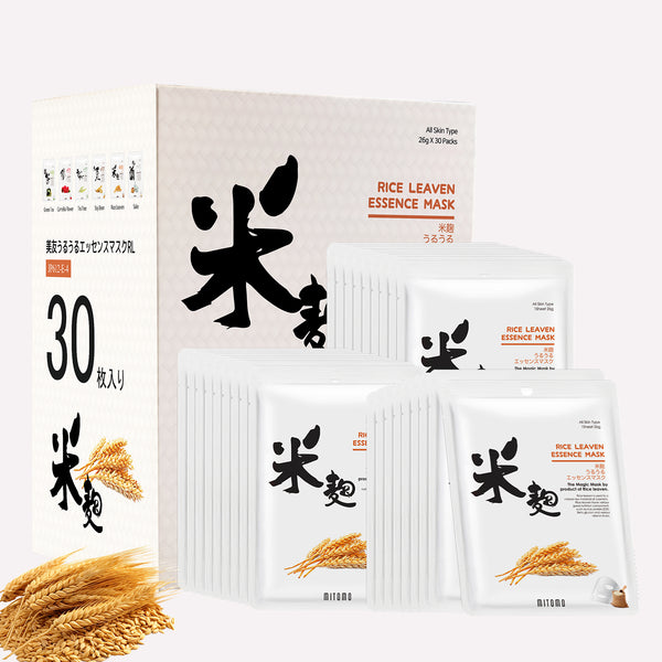 Mitomo Rice Leaven Facial Essence Mask | 30 Sheets | Brightening & Skin Refining [JPSS00612-E-4x003]