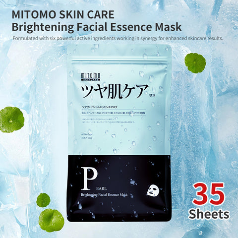 MITOMO SKIN CARE Brightening Facial Essence Mask/30 Sheets.Pearl & Apple Extracts for Glowing Skin【MTSA00505-E-2】