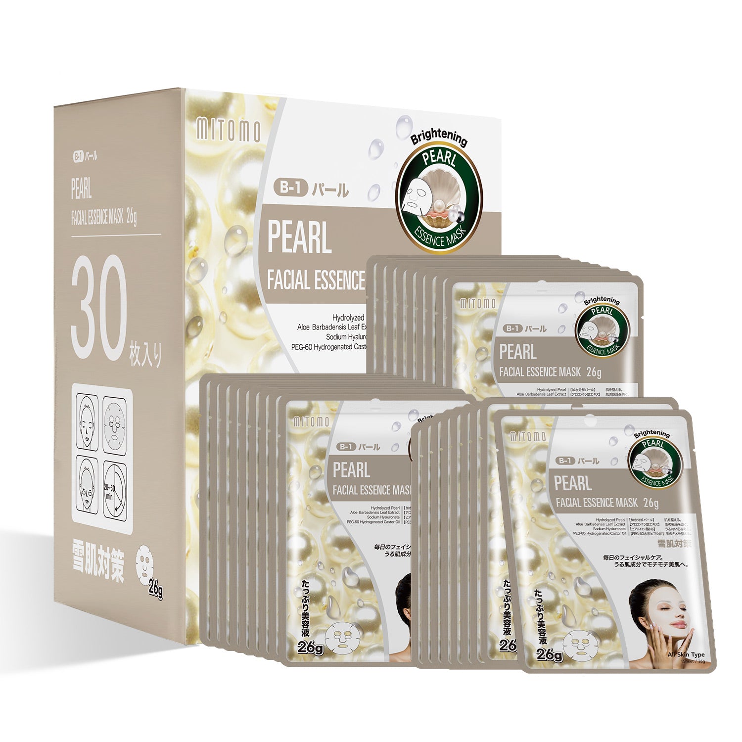 MITOMO Natural 512 Pearl Facial Essence Mask[MTSS00512-B-1Jx003]