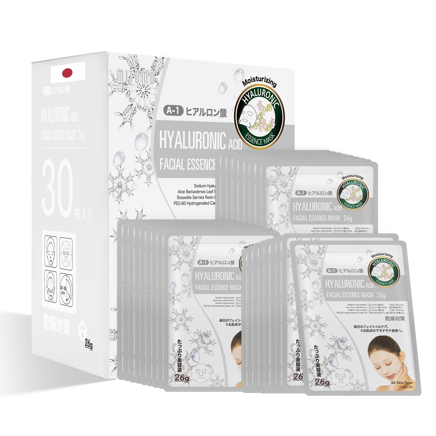 MITOMO Natural 516 Hyaluronic Acid Facial Essence Mask/30 Sheets[MTSS00516-A-1x003]