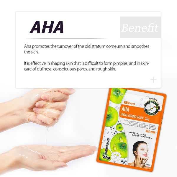 MITOMO Natural 516 AHA Facial Essence Mask：30 Sheets [MTSS00516-B-2x003]