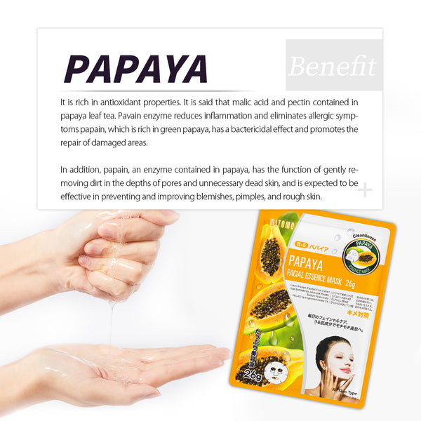 MITOMO Natural 516 Papaya Facial Essence Mask：30 Sheets[MTSS00516-B-5x003]