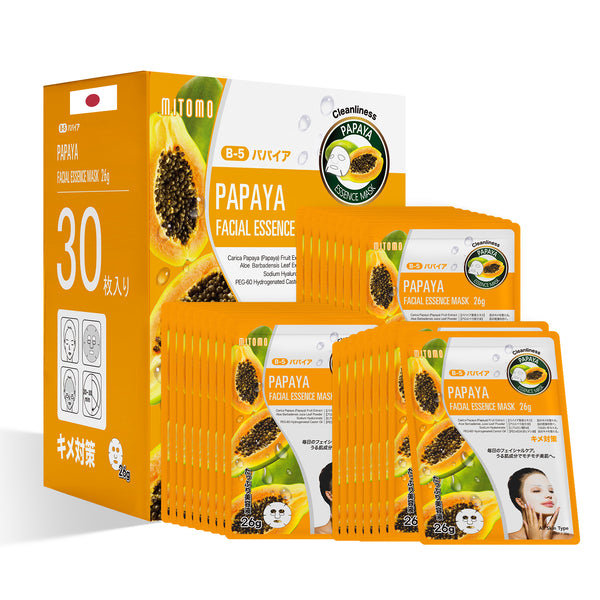 MITOMO Natural 516 Papaya Facial Essence Mask：30 Sheets[MTSS00516-B-5x003]