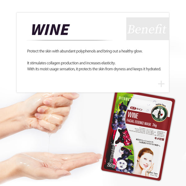 MITOMO Natural 516 Wine Facial Essence Mask：30 Sheets [MTSS00516-D-7x003]