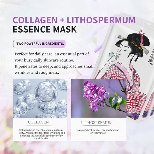 MITOMO COLLAGEN + LITHOSPERMUM ESSENCE MASK:Supports healthy skin regeneration and gives firmness [JPSS00602-A-2]