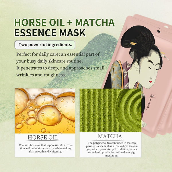 Mitomo Horse Oil + Matcha Facial Essence Mask [JPSS00605-A-0x002] - Mitomo 