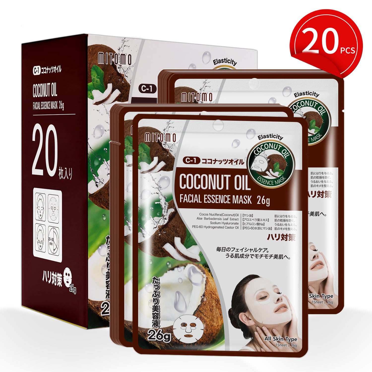 MITOMO Natural 512 Coconut Oil Facial Essence Mask[MTSS00512-C-1Jx002]