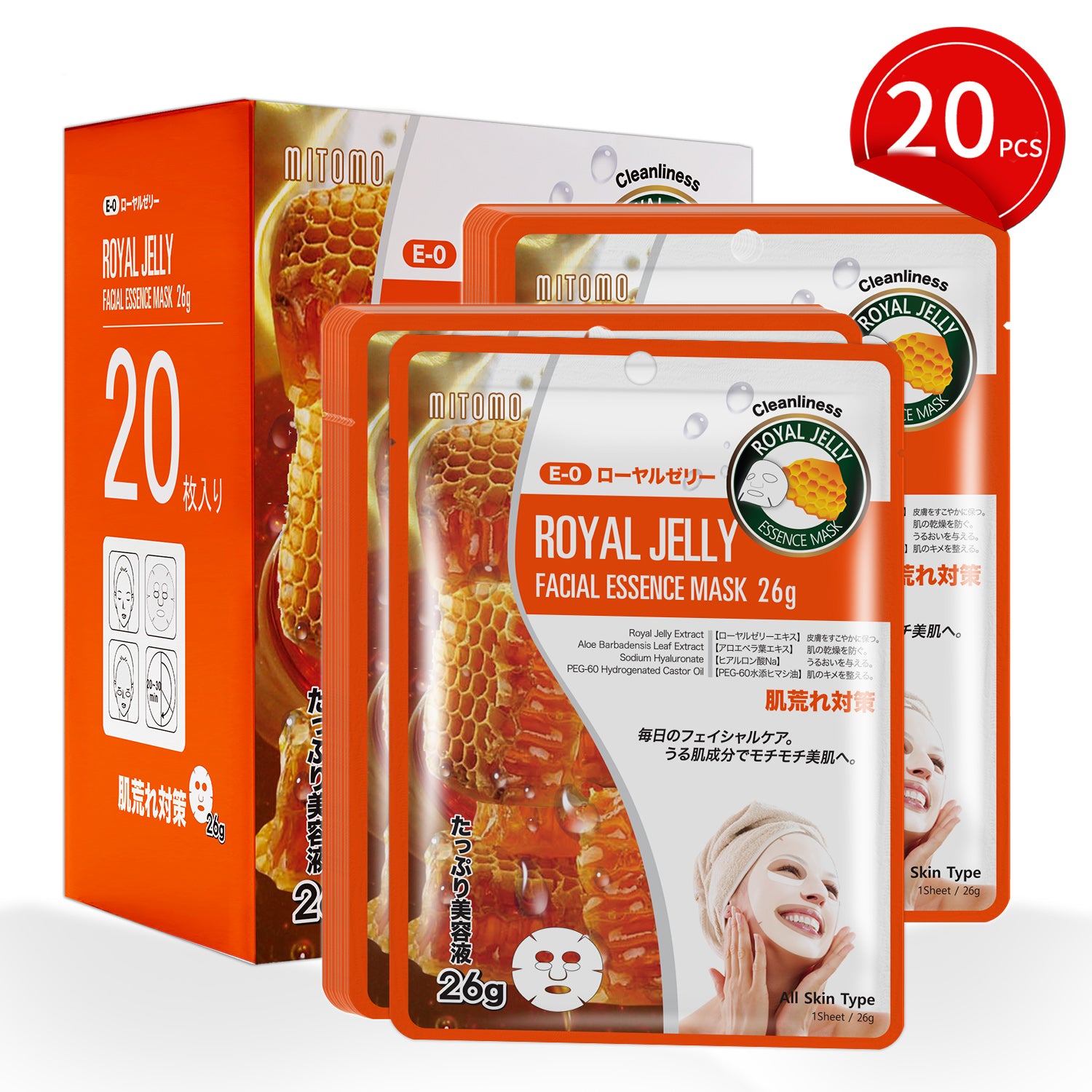 MITOMO Natural 512 Royal Jelly Facial Essence Mask[MTSS00512-E-0Jx002]