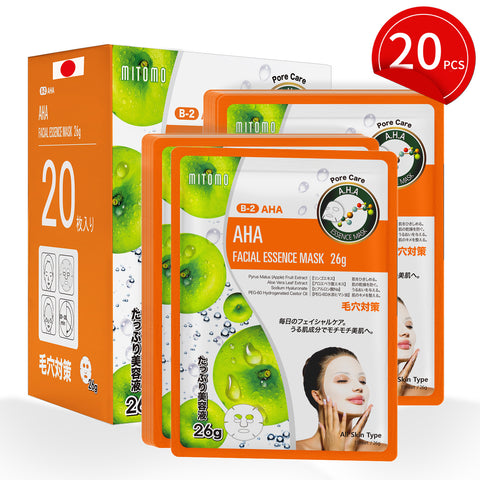 MITOMO Natural 516 AHA Facial Essence Mask：20 Sheets [MTSS00516-B-2x002]