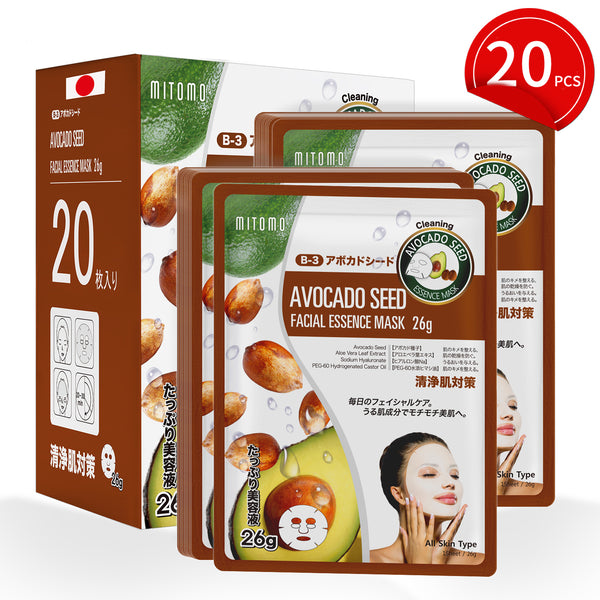 MITOMO Natural 516 Avocado Seed Facial Essence Mask: 20 Sheets[MTSS00516-B-3x002]