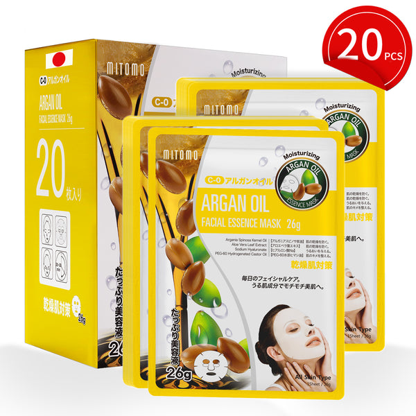 MITOMO Natural 516 Argan Oil Facial Essence Mask：20 Sheets[MTSS00516-C-0x002]
