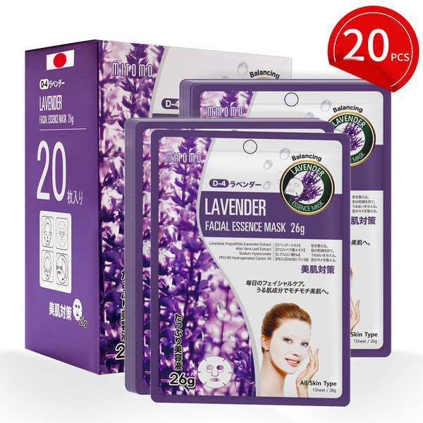 MITOMO Natural 516 Lavender Facial Essence Mask:20 Sheets[MTSS00516-D-4x002]