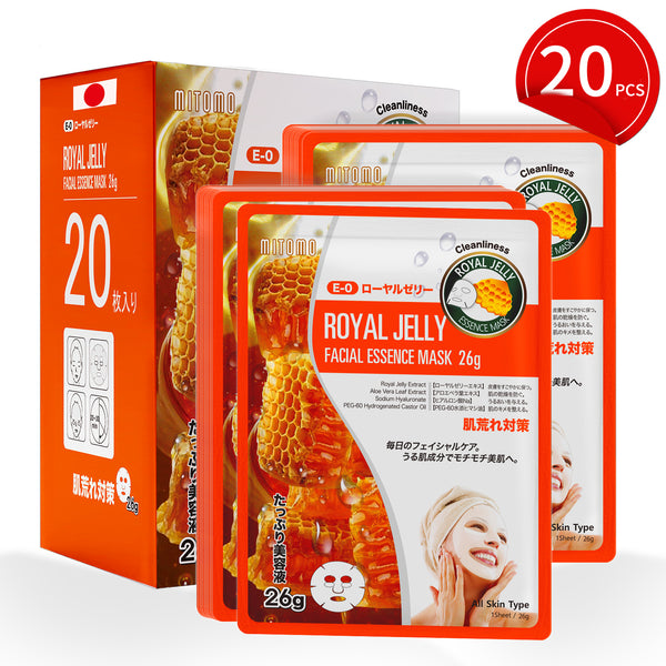 MITOMO Natural 516 Royal Jelly Facial Essence Mask:20 Sheets[MTSS00516-E-0x002]