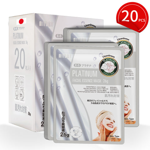 MITOMO Natural 516 Platinum Facial Essence Mask：20 Sheets[MTSS00516-E-5x002]