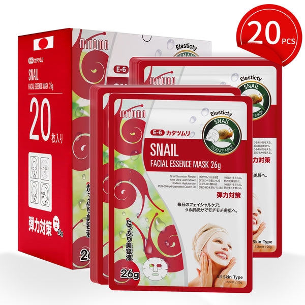 MITOMO Natural 516 Snail Facial Essence Mask：20 Sheets [MTSS00516-E-6x002]