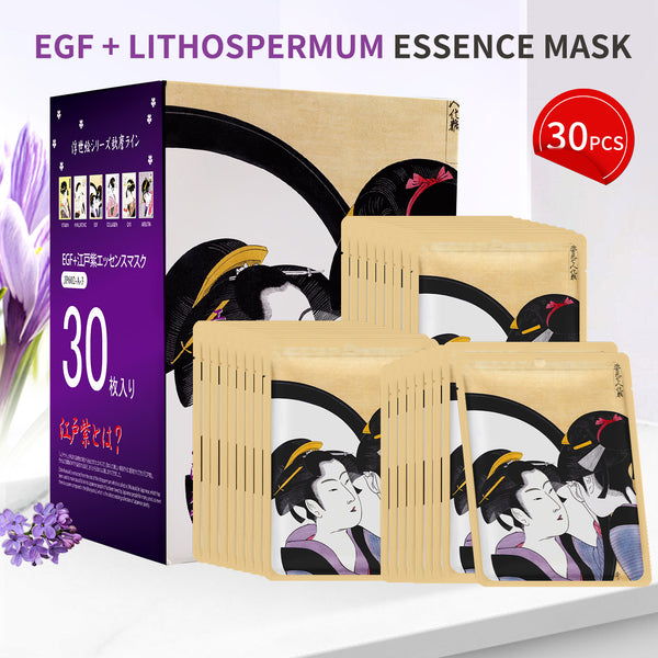 Mitomo EGF + Lithospermum Youthful Radiance Mask/30 PCS: Infused with EGF and Lithospermum Extract for Brightening and Revitalization [JPSS00602-A-3x003]