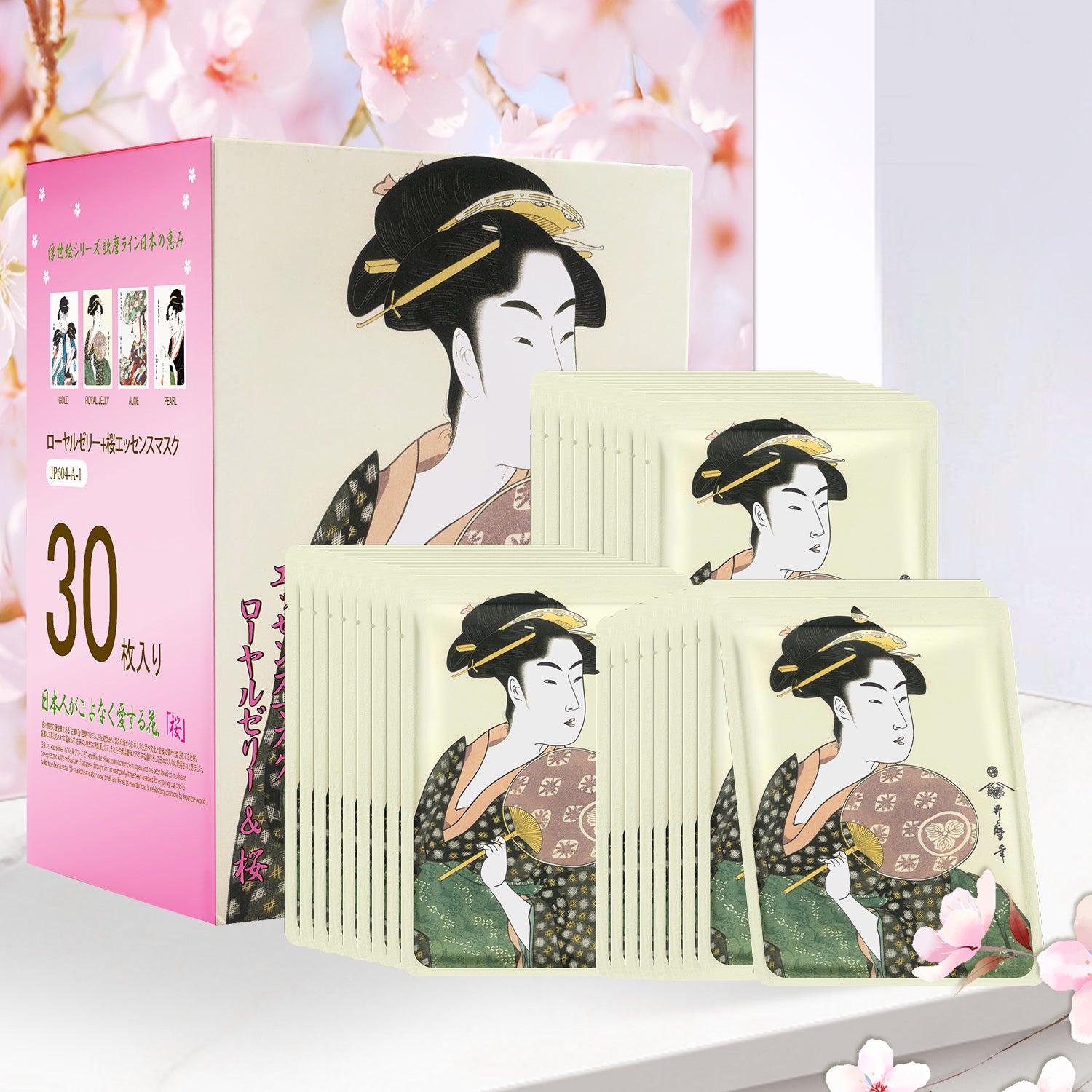 Mitomo Royal Jelly + Cherry Blossom Essence Mask | 30 Sheets | Nourishing & Brightening Care [JPSS00604-A-1x003]