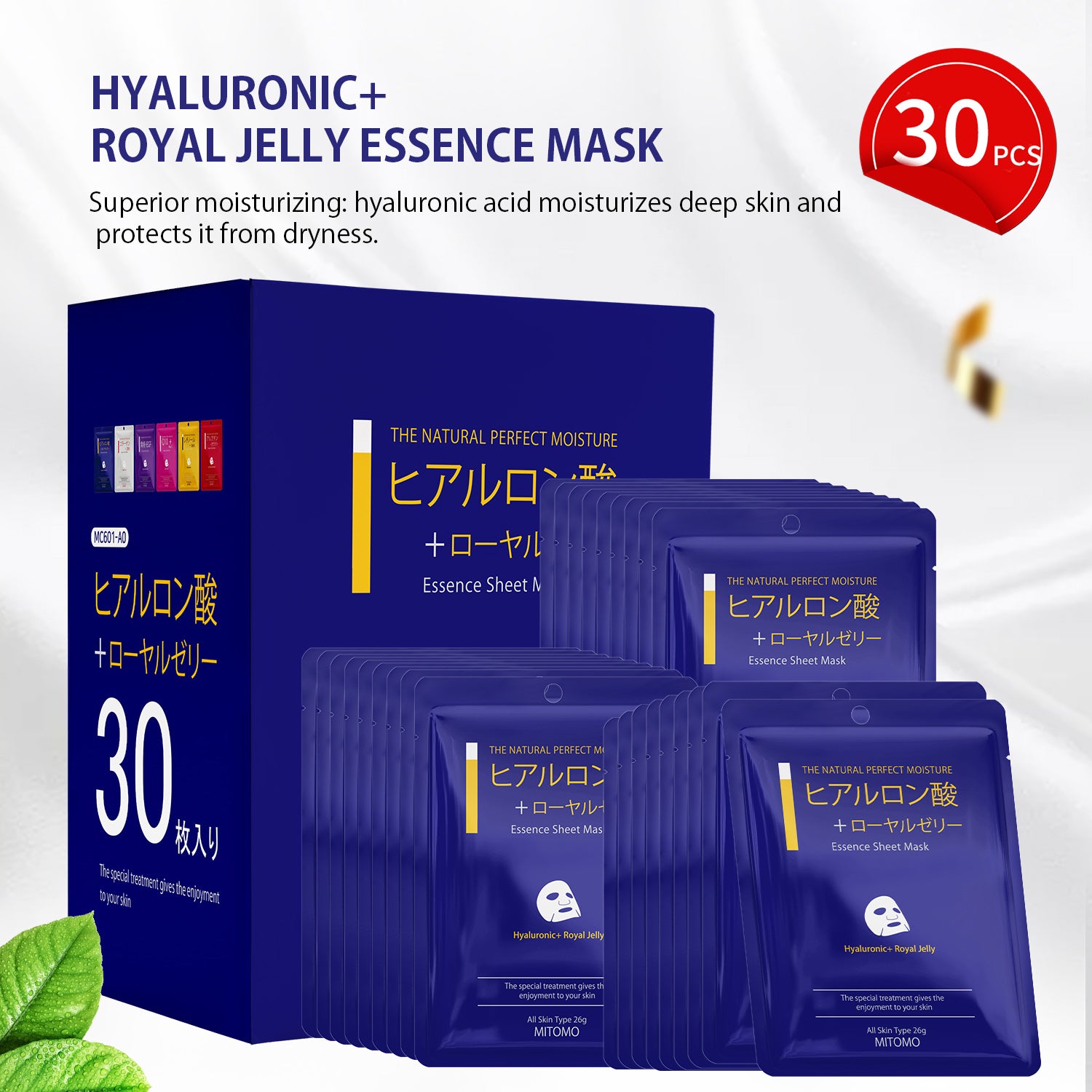 MITOMO HYALURONIC+ROYAL JELLY ESSENCE MASK-30 Sheets [MCSS00601-A-0x003]