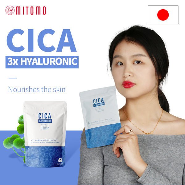 3x Hyaluronic Acid CICA Weekly Face Mask Pack 7 Sheets [CC001-B-100] - Mitomo 