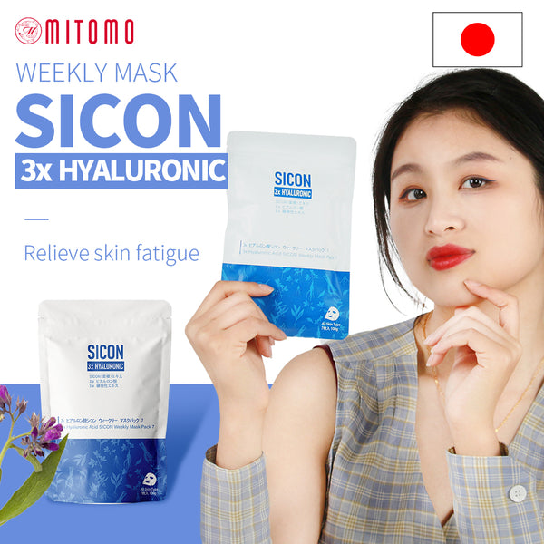 3x Hyaluronic Acid SICON Weekly Face Mask Pack 7 Sheets [SI001-B-100] - Mitomo 