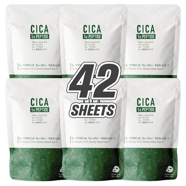 5x Peptide CICA Weekly Face Mask Pack 7 Sheets [CC001-C-100] - Mitomo 