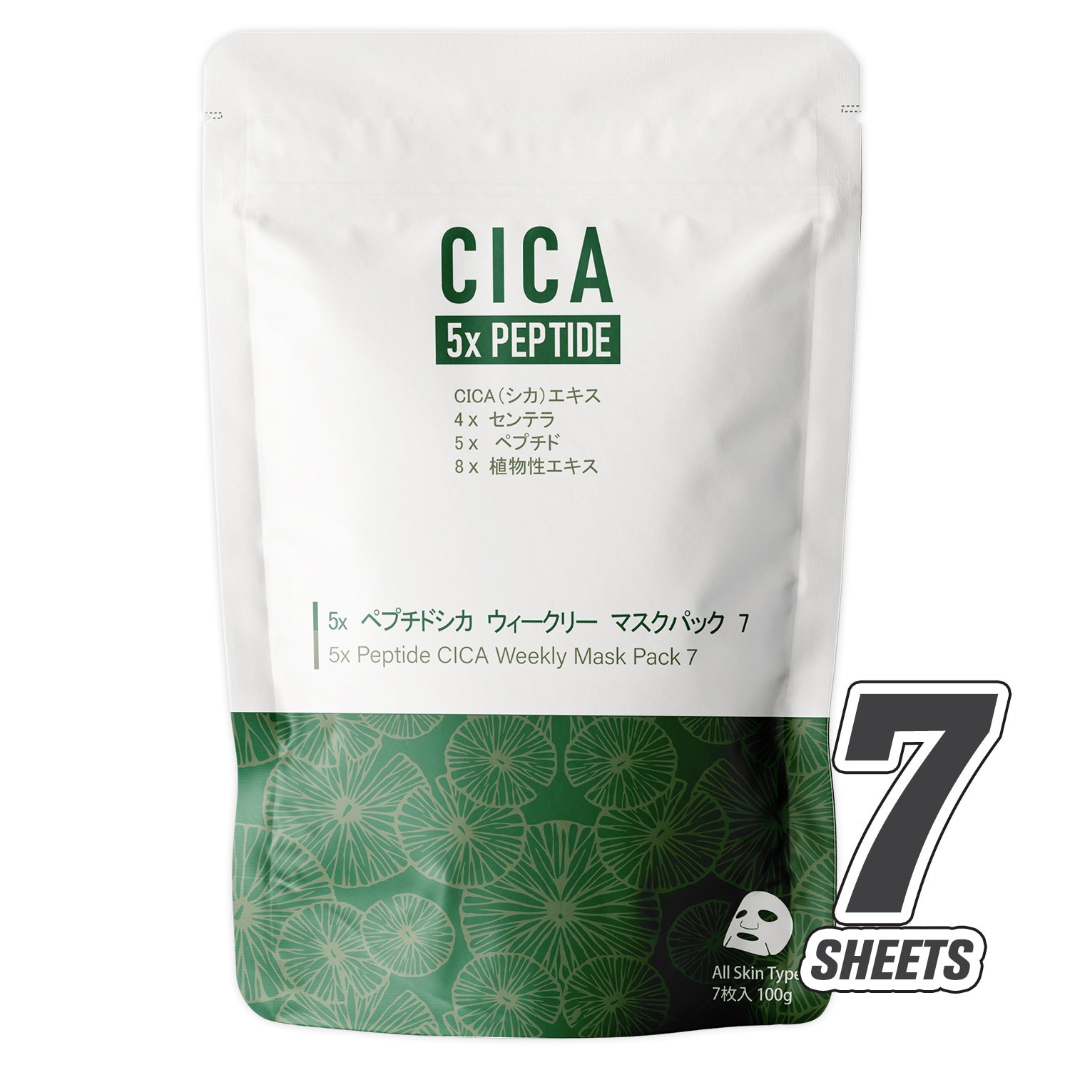 5x Peptide CICA Weekly Face Mask Pack 7 Sheets [CC001-C-100] - Mitomo 